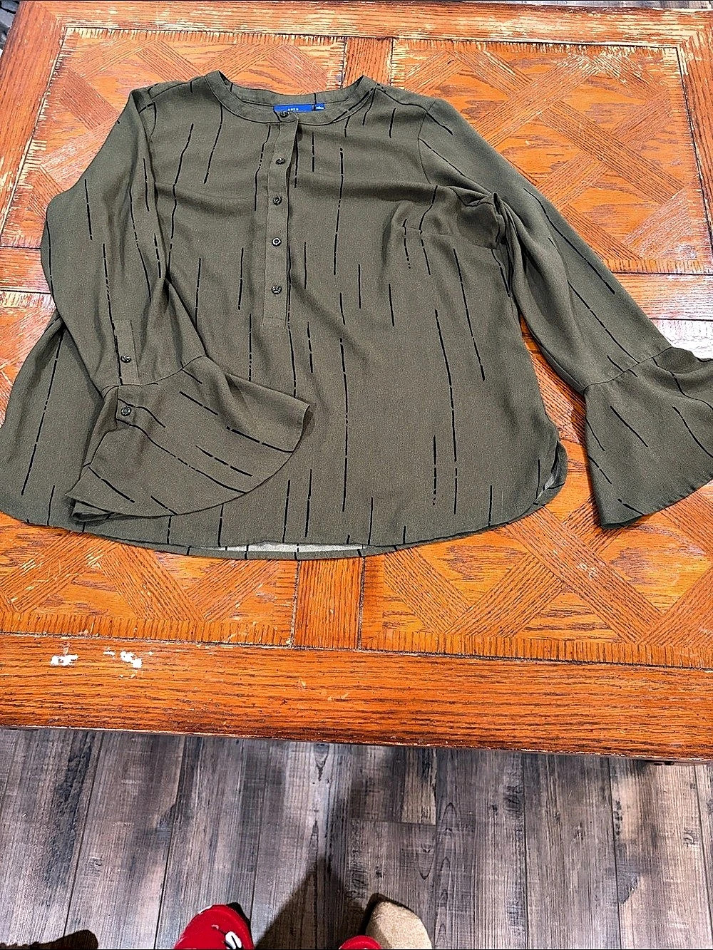APT.9 Striped Blouse in Green Like New